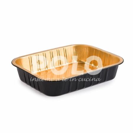 Vaschetta Allum. 4Porz Laccato Nero/Oro